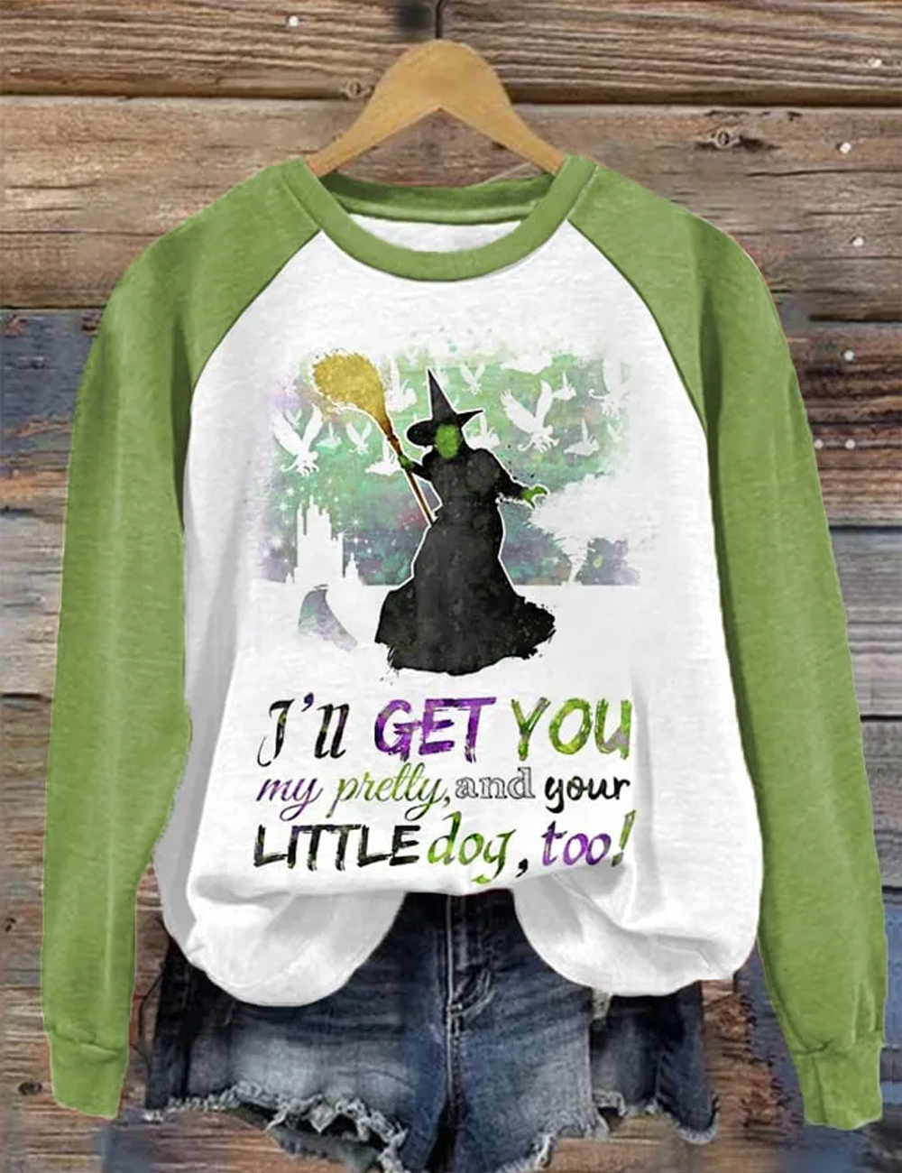 Women's Halloween Witch I'll Get You My Pretty And Your Little Dog Too Casual Sweatshirt