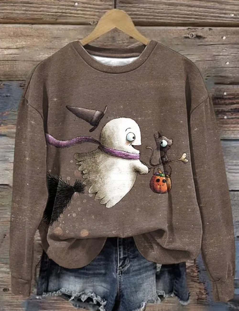 Women'S Funny Spooky Halloween Printed Sweatshirt