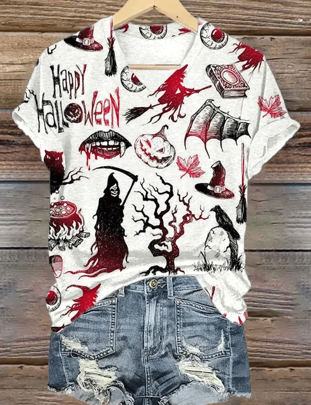 Women's Halloween Printed Casual T-Shirts