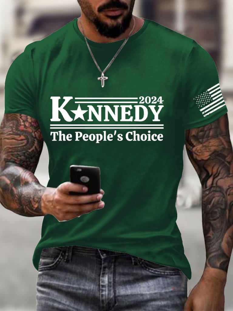 Men's American Flag Print Crew Neck T-Shirt