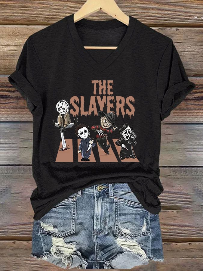 Women's The Slayers Horror Monster Killer Halloween Art Print T-shirt