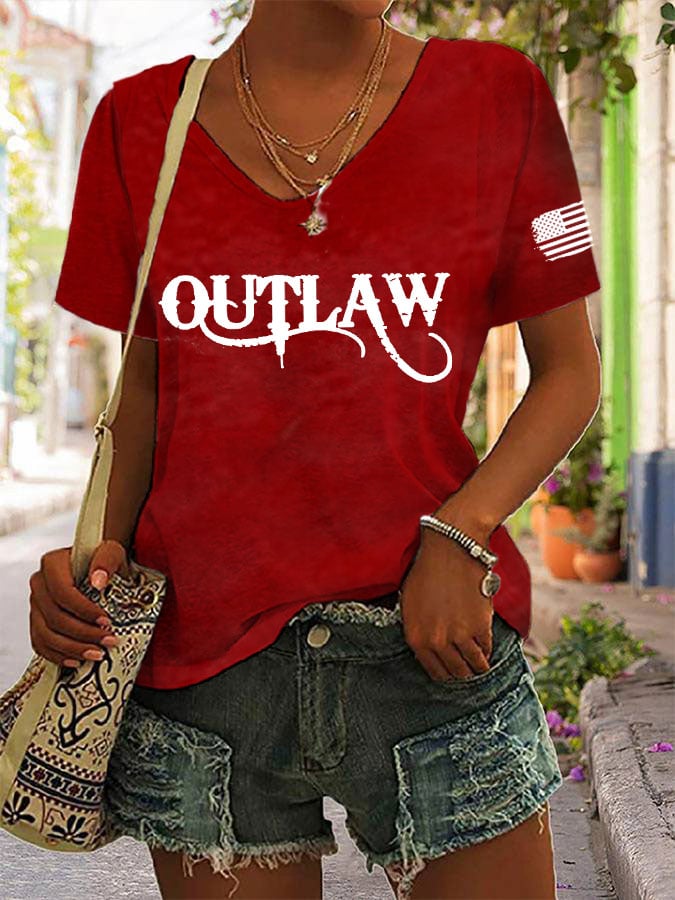 Women's  Outlaw Print Casual T-Shirt