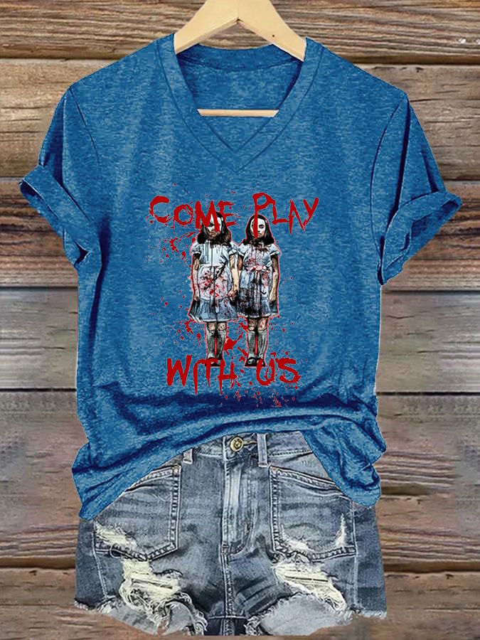 Women's Come Play With Us Print Casual T-Shirt