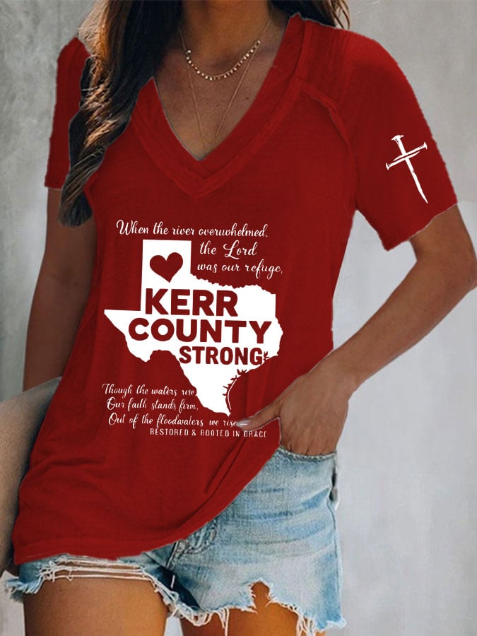 Women's Texas Flood KERRCOUNTY STRONG Print T-Shirt
