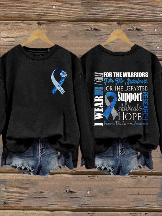 Women's Diabetes Awareness I Wear Blue Sweatshirt