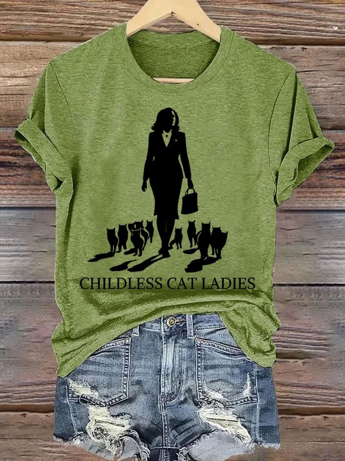 Women's Childless Cat Ladies Printed Crew Neck T-Shirt