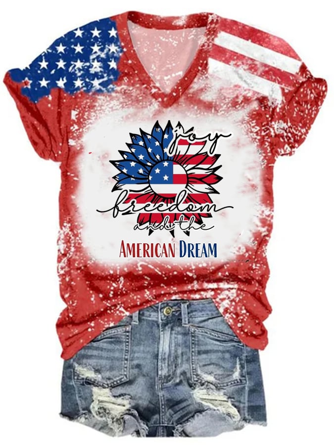 Women'S Joy Freedom and the American Dream Print Casual T-Shirt