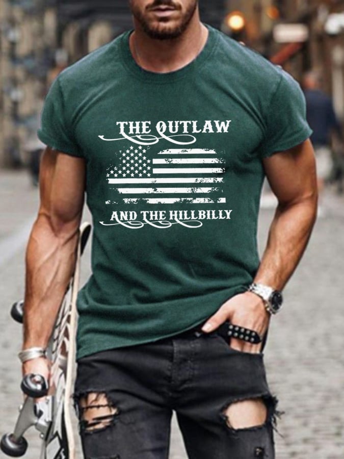 Men's The Outlaw and The Hillbilly Printed Casual T-Shirt