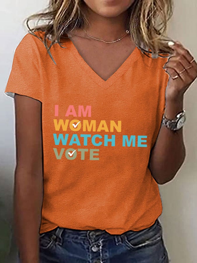 Women's I Am Woman Watch Me Vote Print T-Shirt
