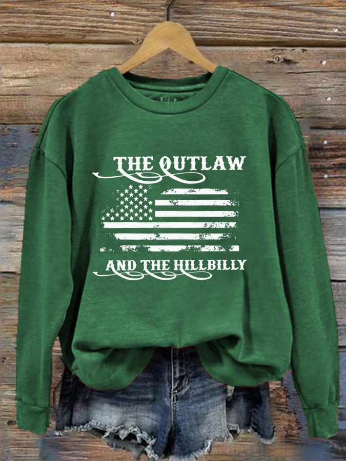 Women's The Outlaw and The Hillbilly Print Crew Neck Sweatshirt