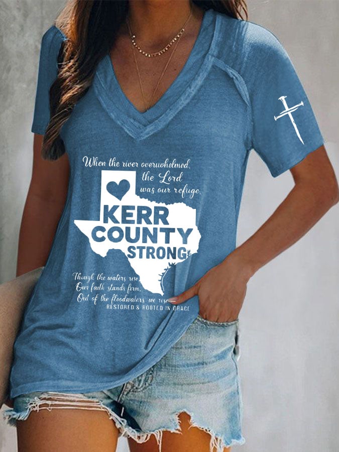 Women's Texas Flood KERRCOUNTY STRONG Print T-Shirt