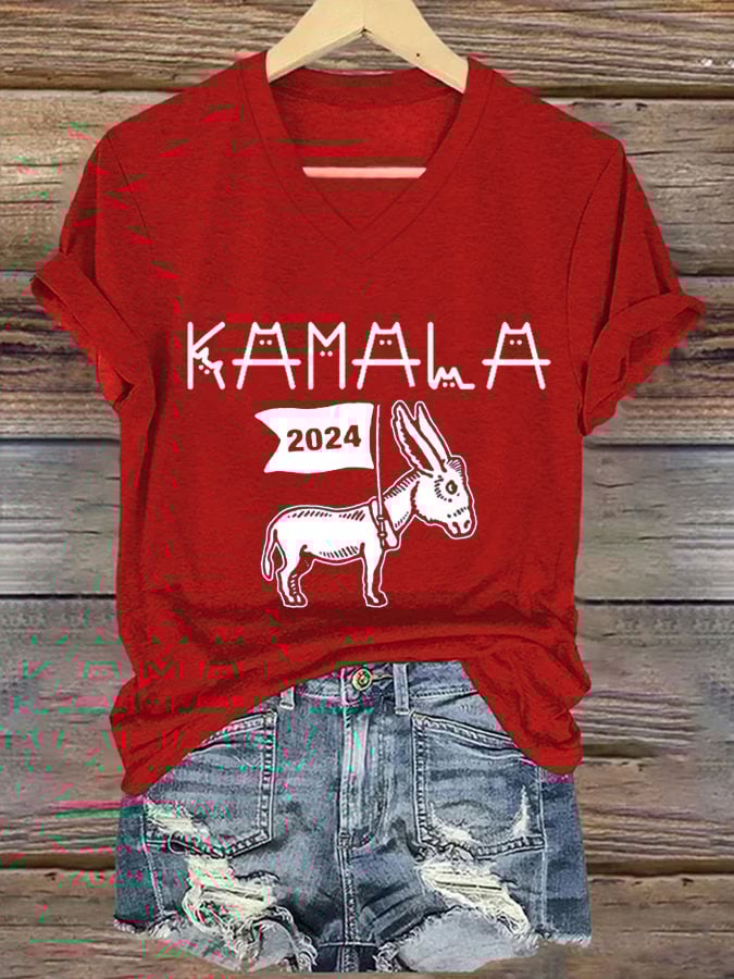 Women's Feminist Print Casual V-Neck T-Shirt