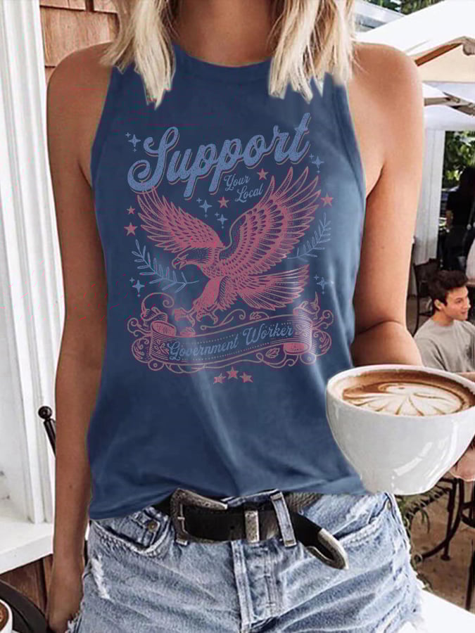 Retro Support Your Local Government Worker Print Vest