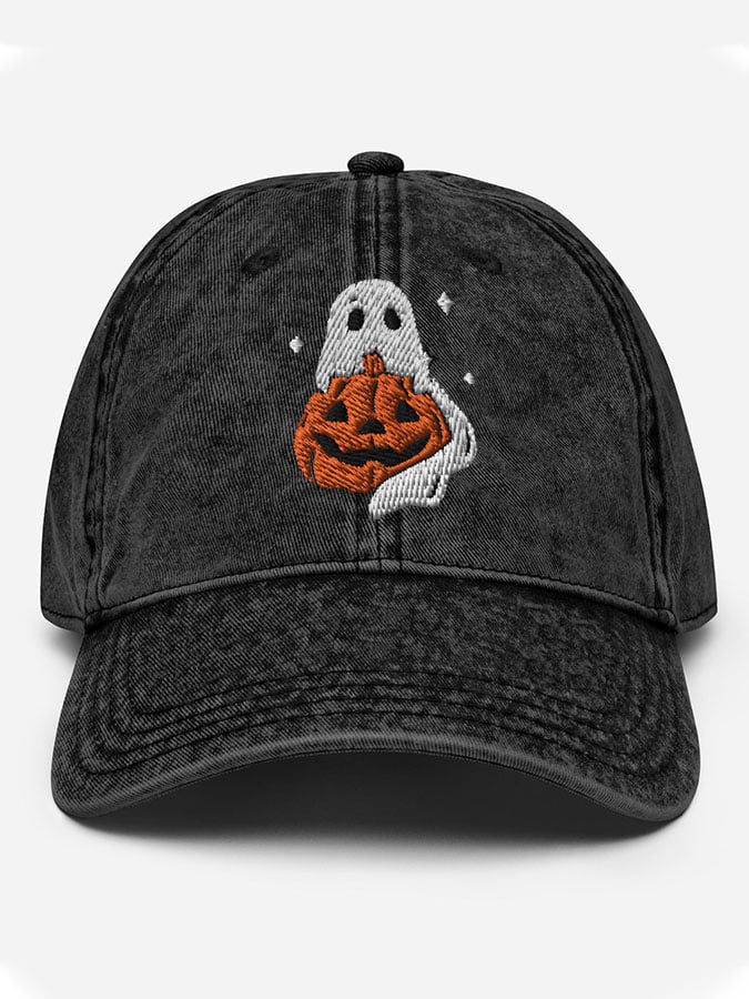 Halloween Ghost Pumpkin Retro Baseball Hat
