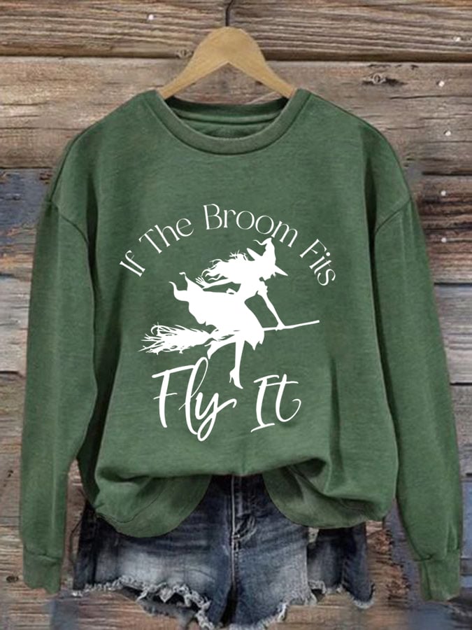 Women's Broom Riding Print Sweatshirt