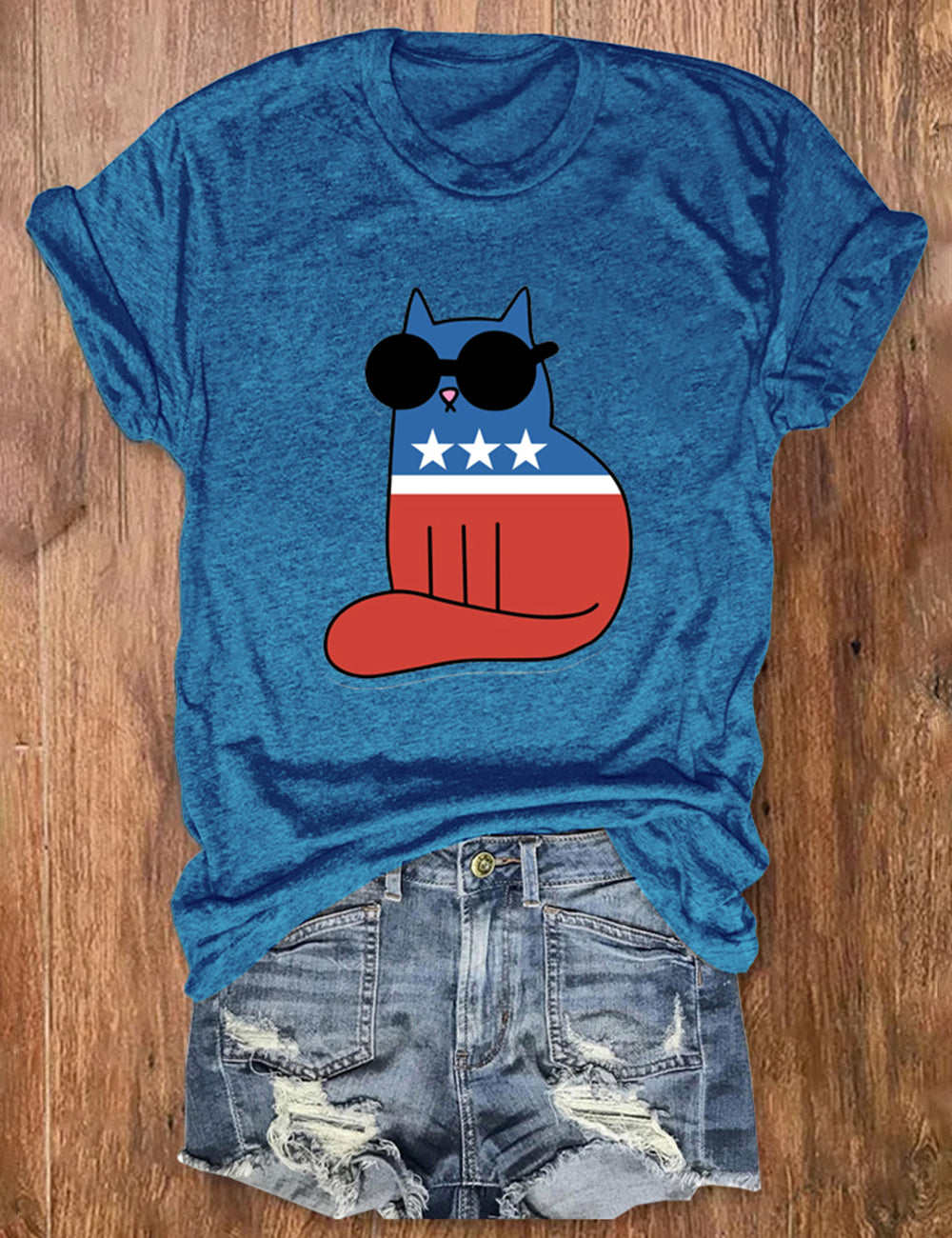 Women's American Cat Print T-Shirt