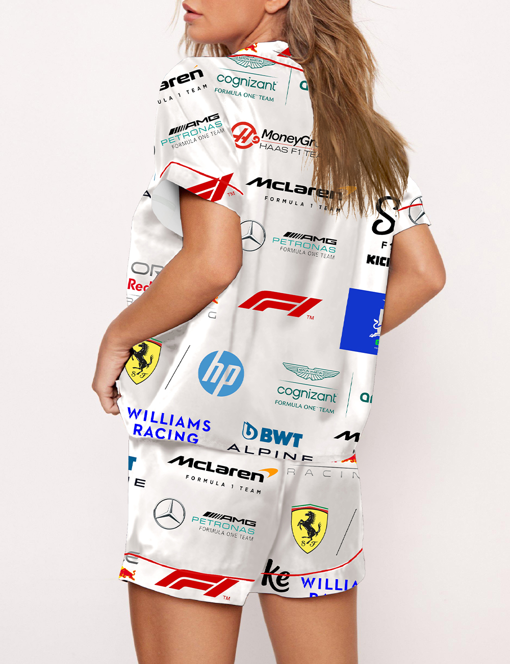 Women's Formula One Teams Logo F1 Racing Logo Print Pajama Set