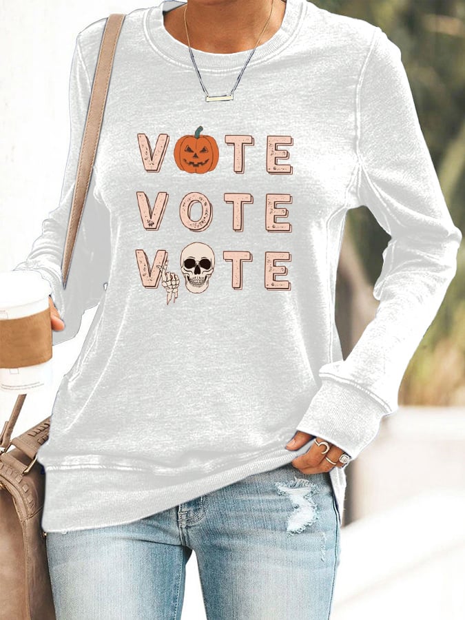 Women's Vote Halloween Print Sweatshirt