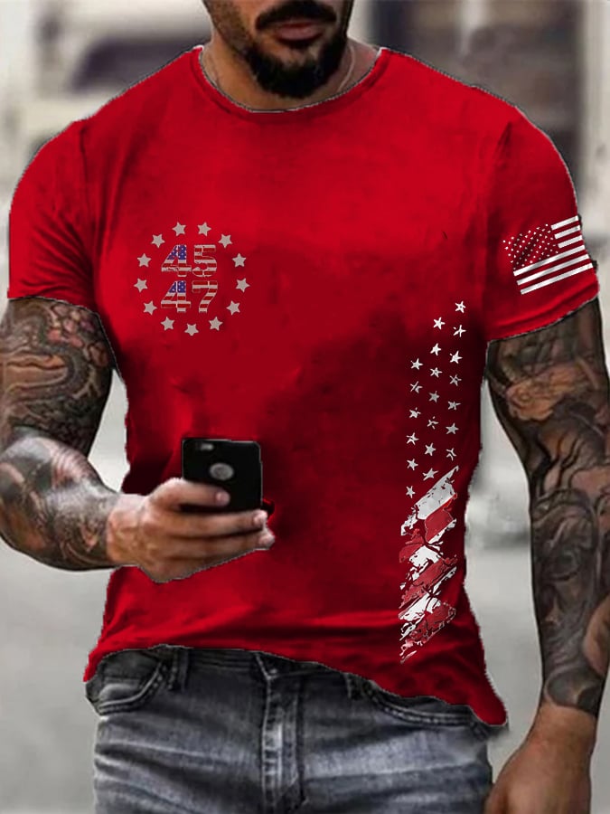 Men's Flag 45-47 100% Cotton Short Sleeve T-Shirt