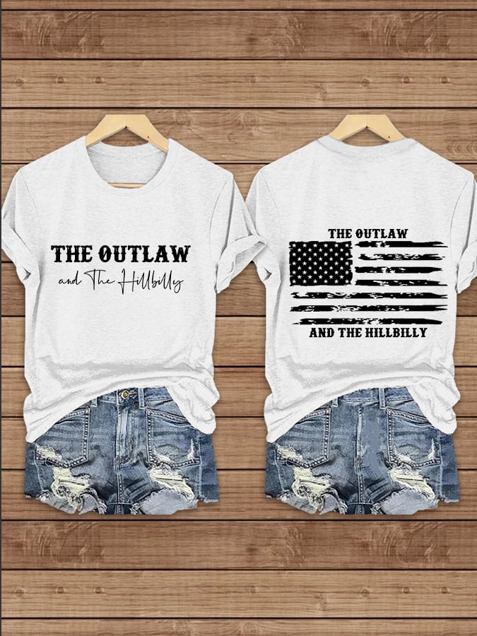 Women's I’m With The Outlaw And The Hillbilly Printed Crew Neck T-Shirt