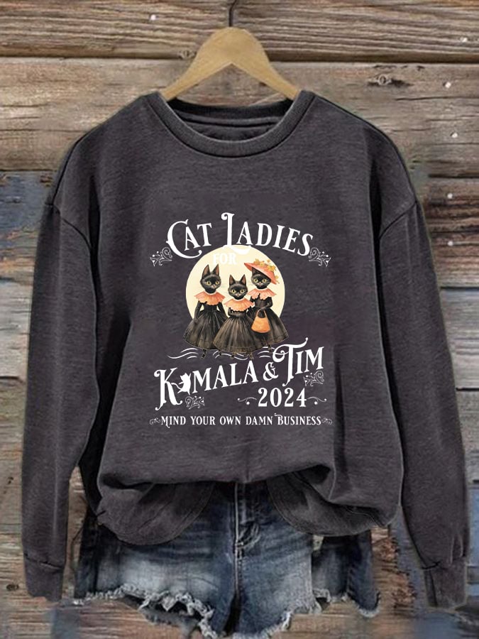Women's Childless Cat Ladies Vintage Halloween Casual Sweatshirt
