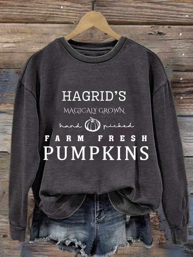 Women's Hagrid's Pumpkins Print Casual Sweatshirt