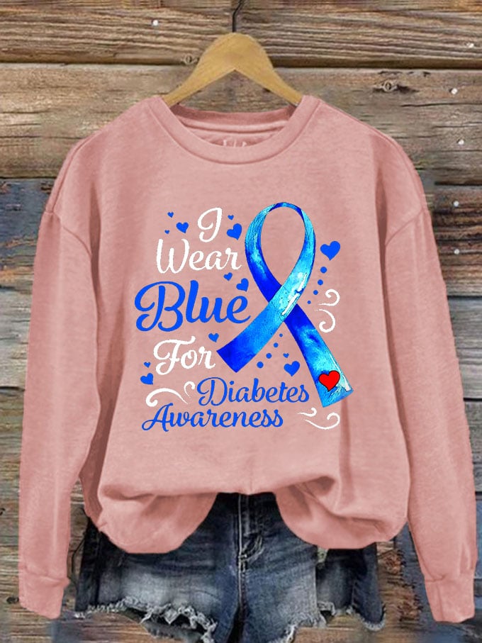 Women's I Wear Blue For Diabetes Awareness Printed Sweatshirt