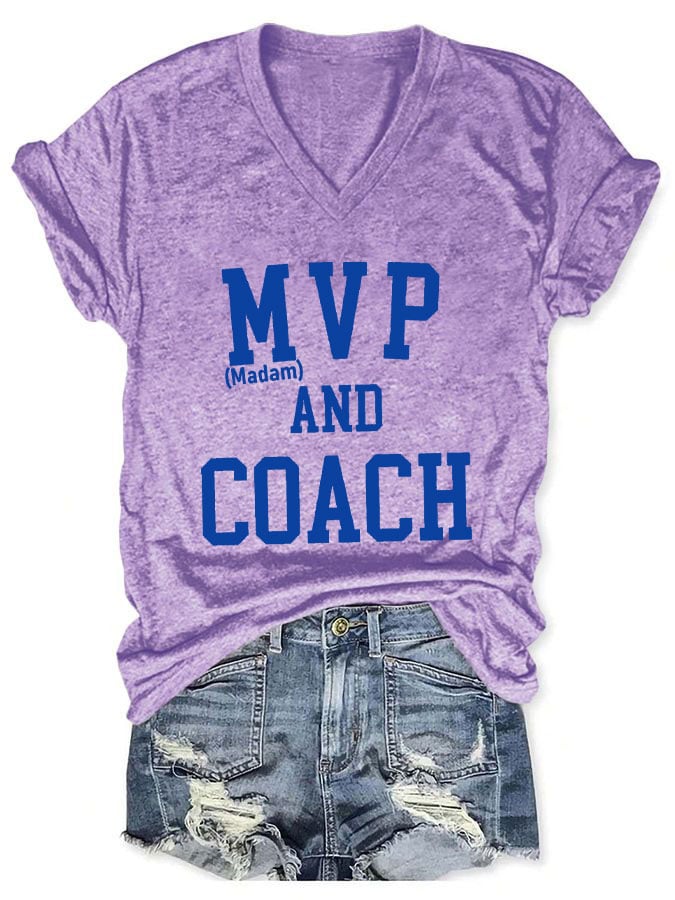 Women's MVP AND COACH printed T-shirt