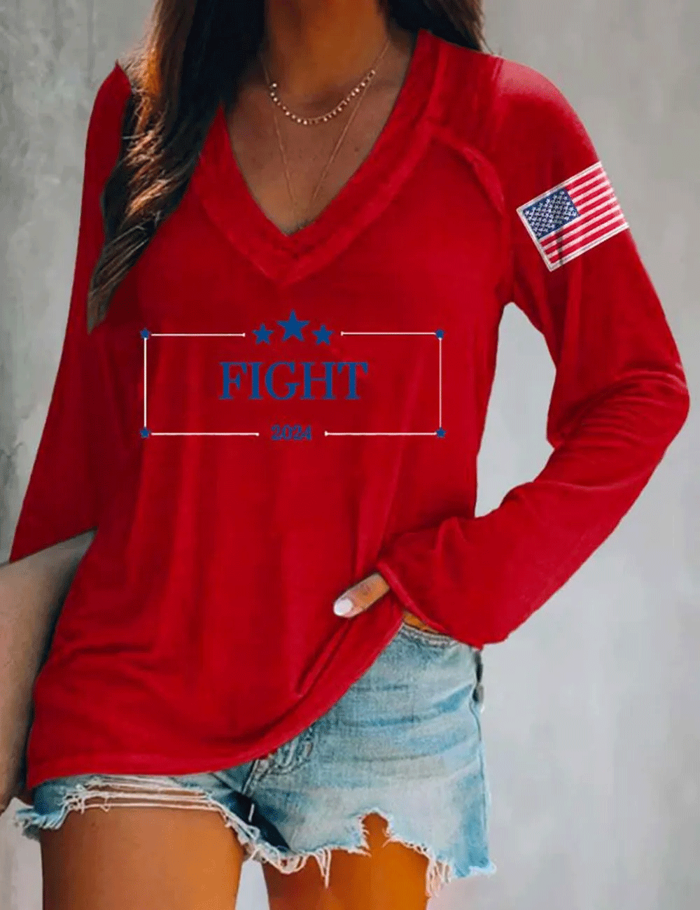 Fight 2024 V Neck Shirt