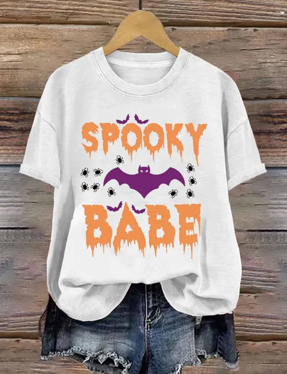 Women's Halloween Bat Print Short-Sleeved T-shirt