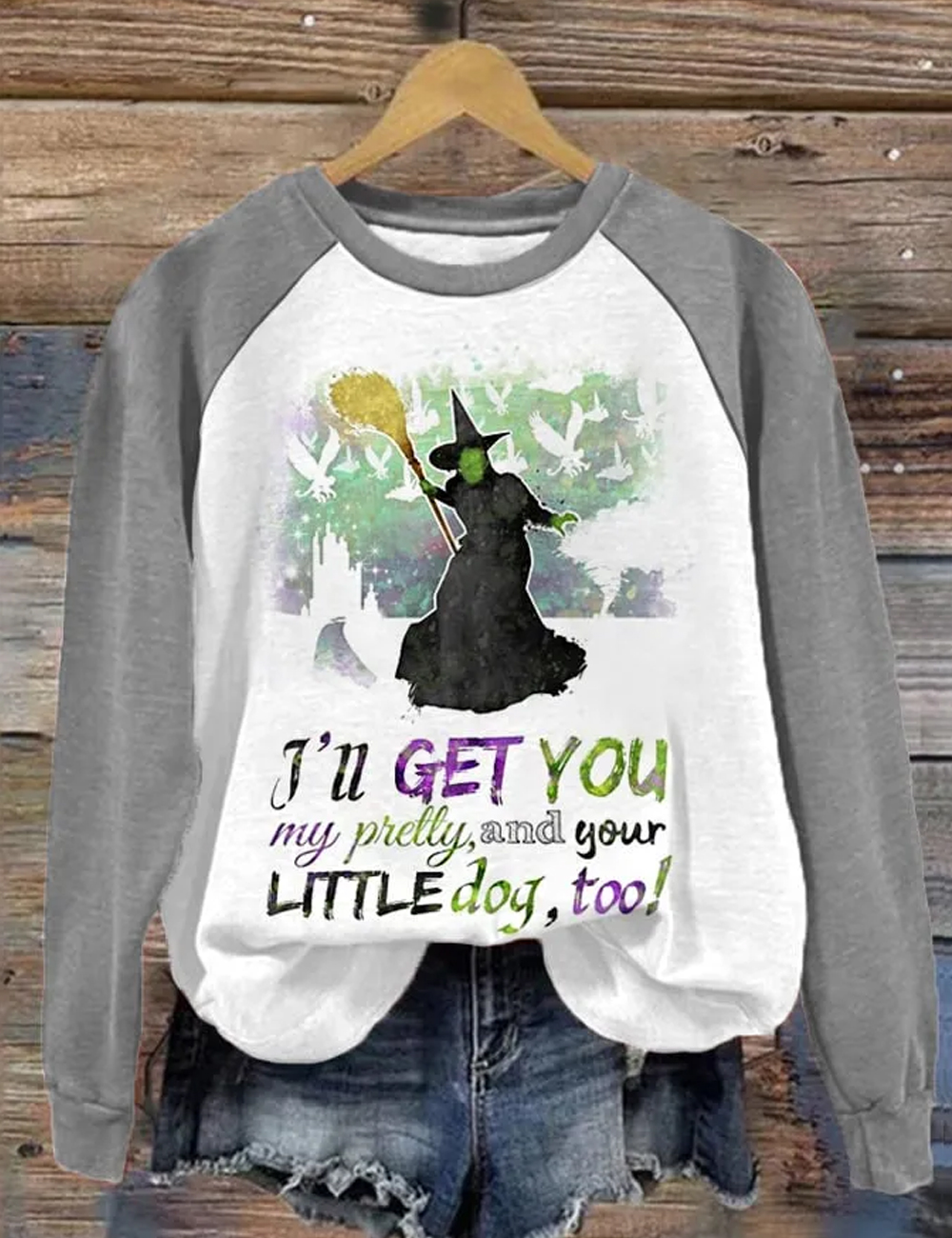 Women's Halloween Witch I'll Get You My Pretty And Your Little Dog Too Casual Sweatshirt
