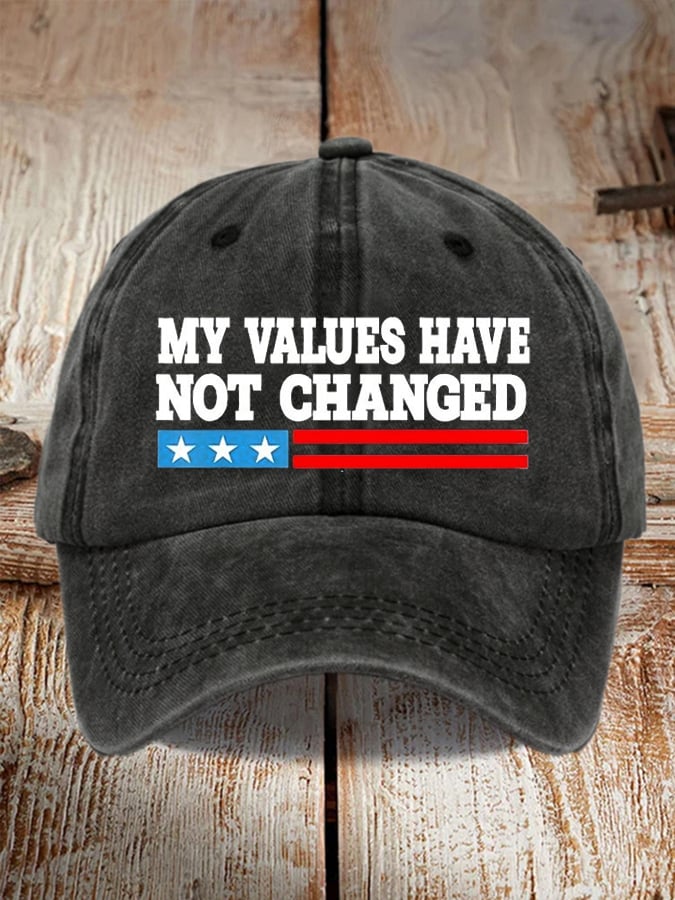 Unisex My Values ​​Never Change Printed Washed Distressed Hat