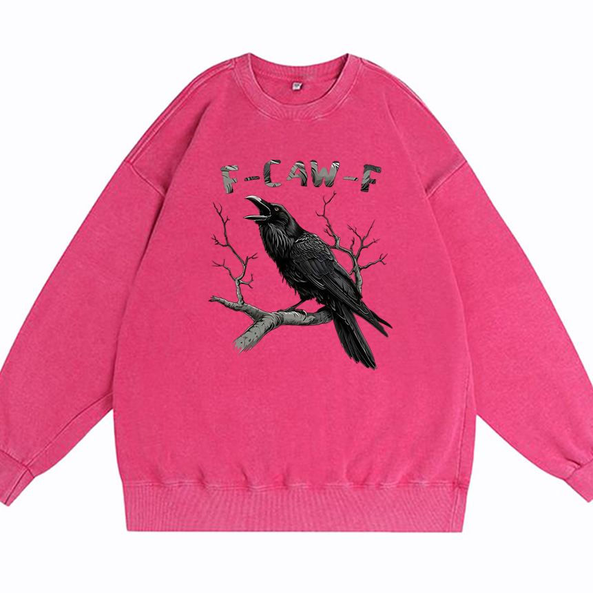 F-Caw-F Crow Cotton Washed Long Sleeve Sweatshirt