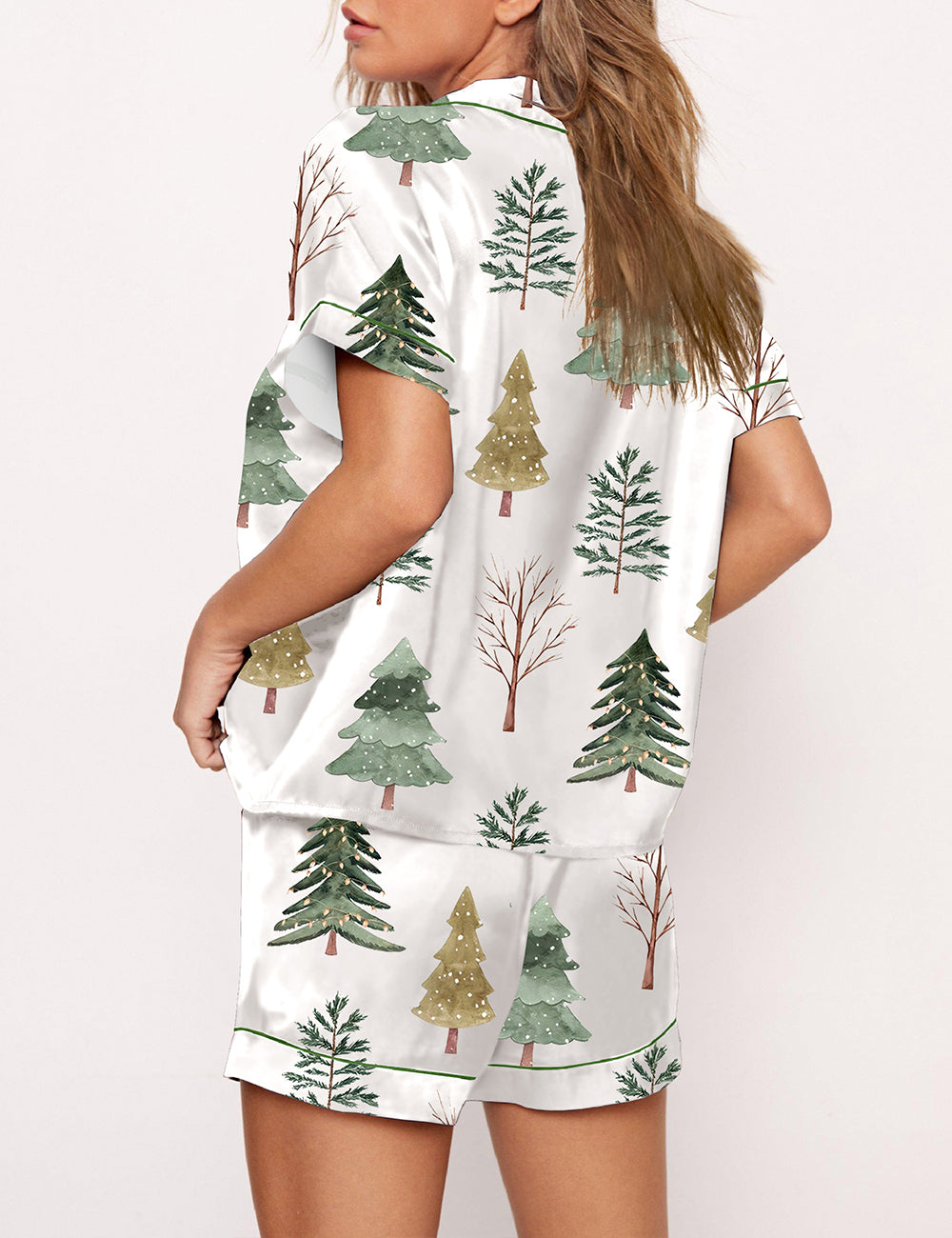 Women's Christmas Tree Print Pajama Set