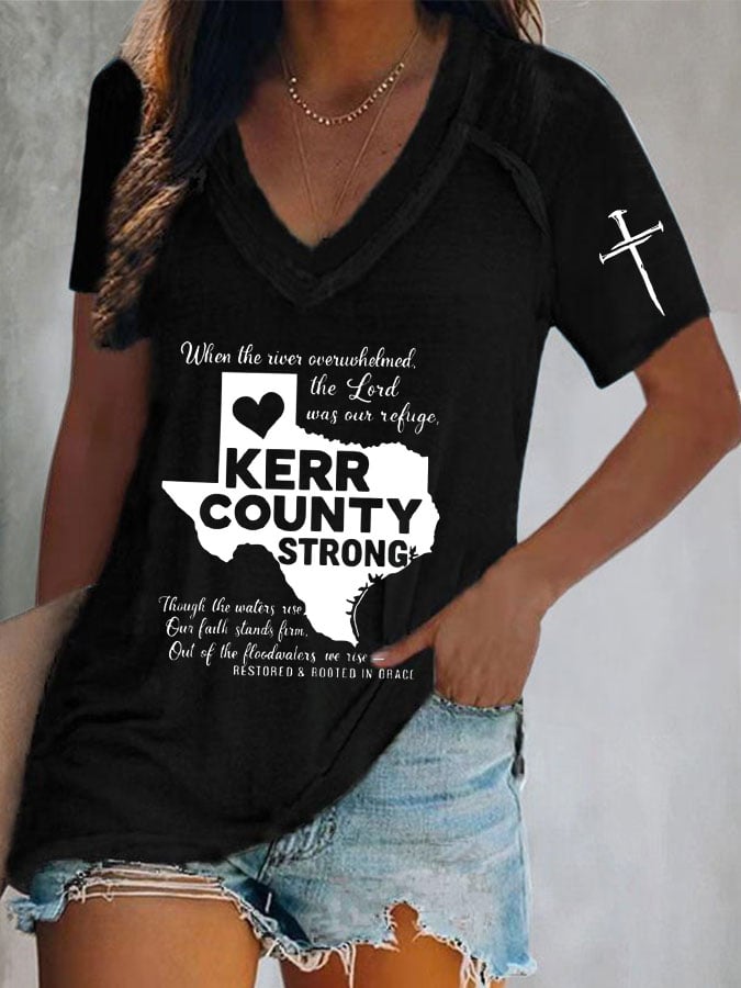 Women's Texas Flood KERRCOUNTY STRONG Print T-Shirt