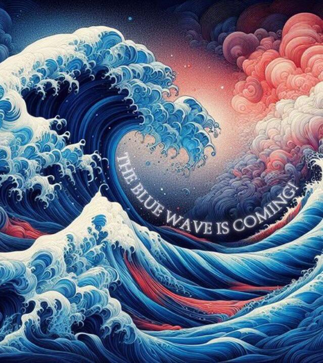 Women's The Blue Wave Is Coming 2024 V-Neck Tee