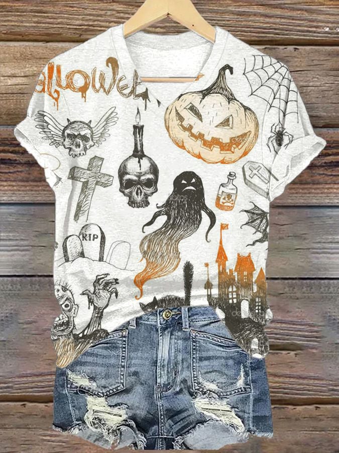 Women's Halloween Printed Casual T-Shirts