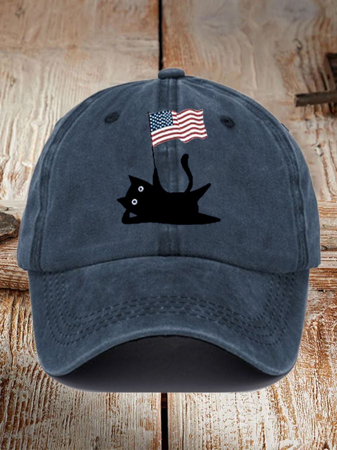 Unisex Cute Cat Flag Printed Hat