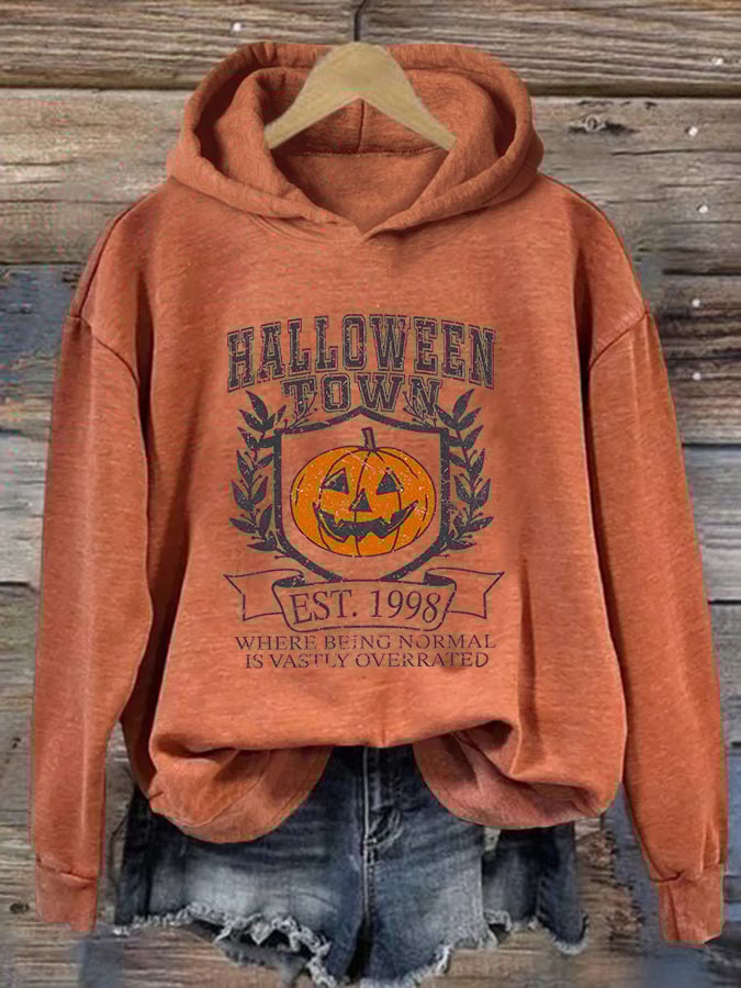 Women's Halloween Town Est 1998 Printed Casual Hoodie