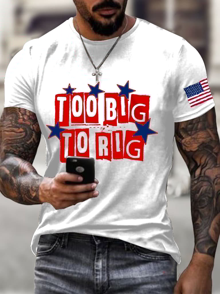 Men's Too Big To Rig Printed Crew Neck Short Sleeve T-Shirt