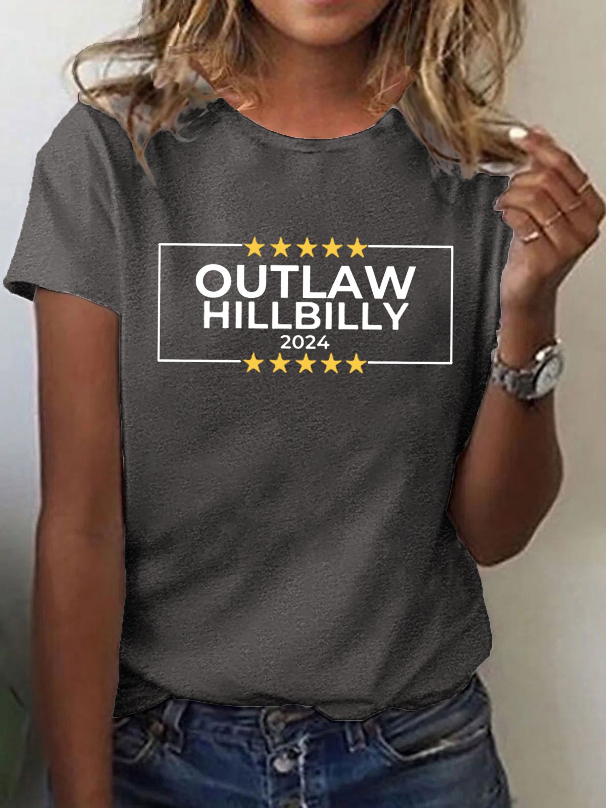 Women's Outlaw Hillbilly Print Crew Neck T-Shirt