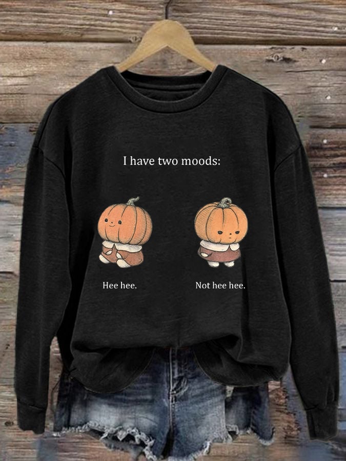 Women's Pumpkin Doll Print Casual Sweatshirt