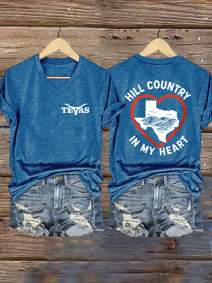 Women's Texas Flooding Print Casual T-Shirt