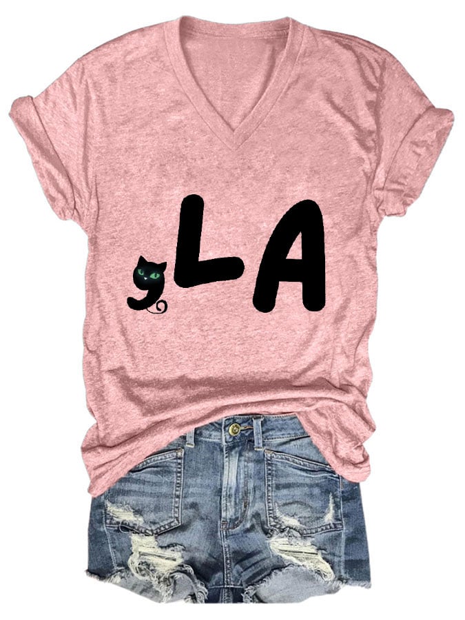 Women's Childless Cat Lady La Print T-Shirt