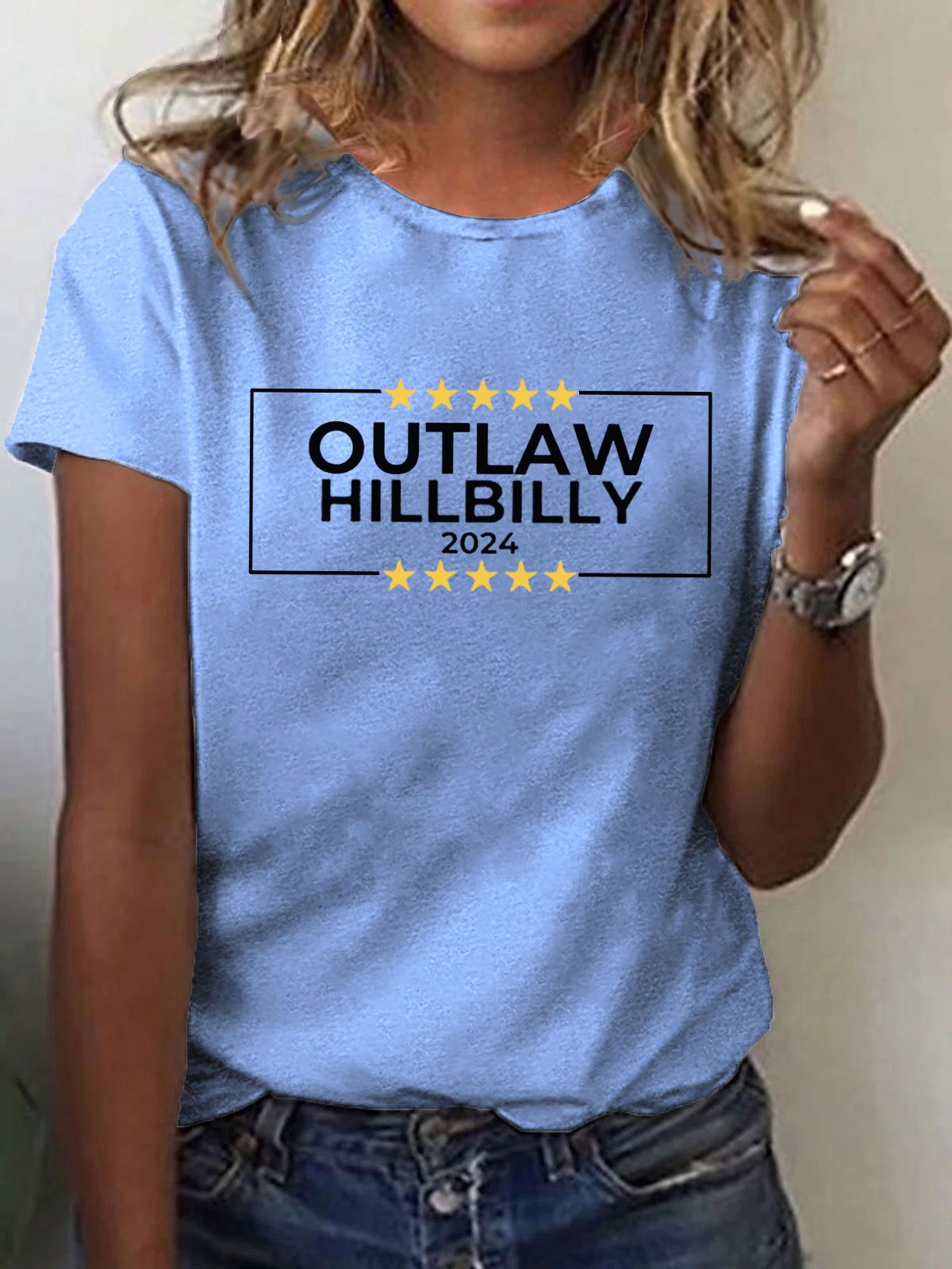 Women's Outlaw Hillbilly Print Crew Neck T-Shirt