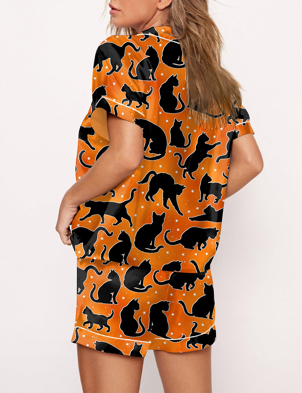 Women's Black Cat Halloween Spirit Pajama Set