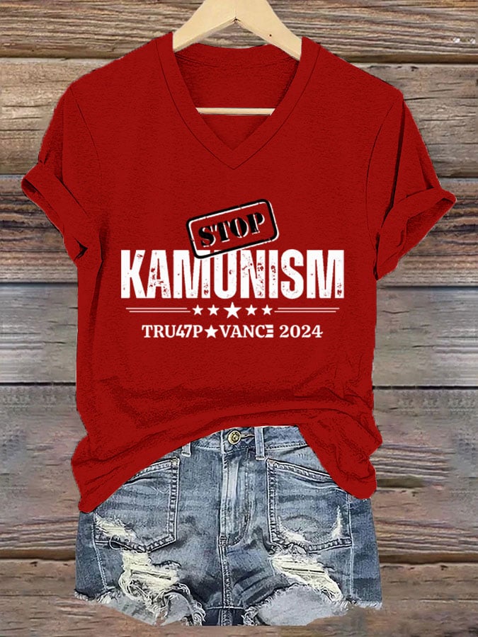 Women's Stop Kamunism Print T-Shirt