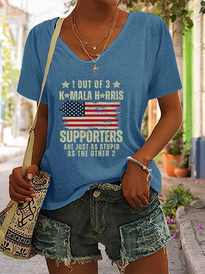 Women's 1 Out Of 3 KH Supporters Are Just As Stupid As The Other 2 Print V-Neck T-Shirt