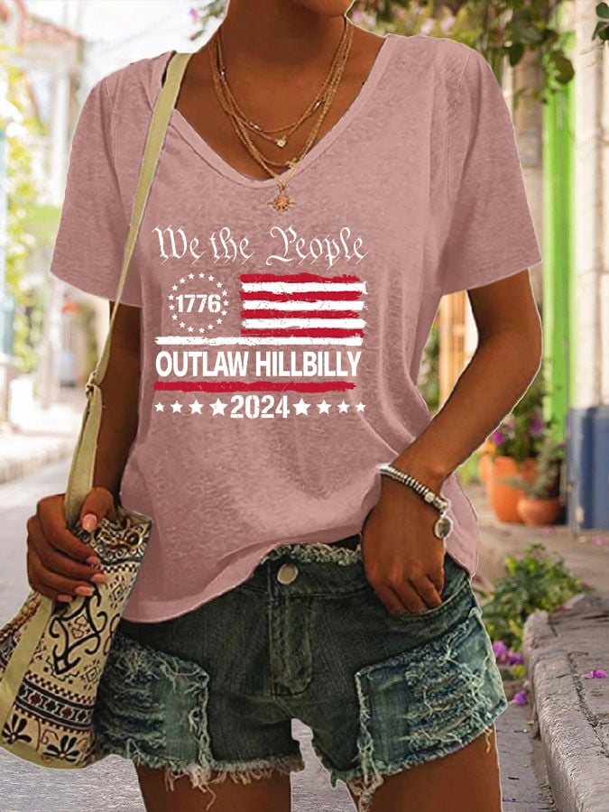 Women's The Outlaw and The Hillbilly Print V-Neck T-Shirt