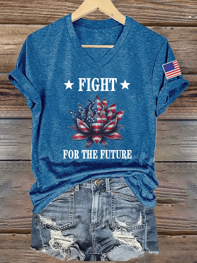 Women's Fight For The Future Printed Round Neck Short Sleeve T-Shirt